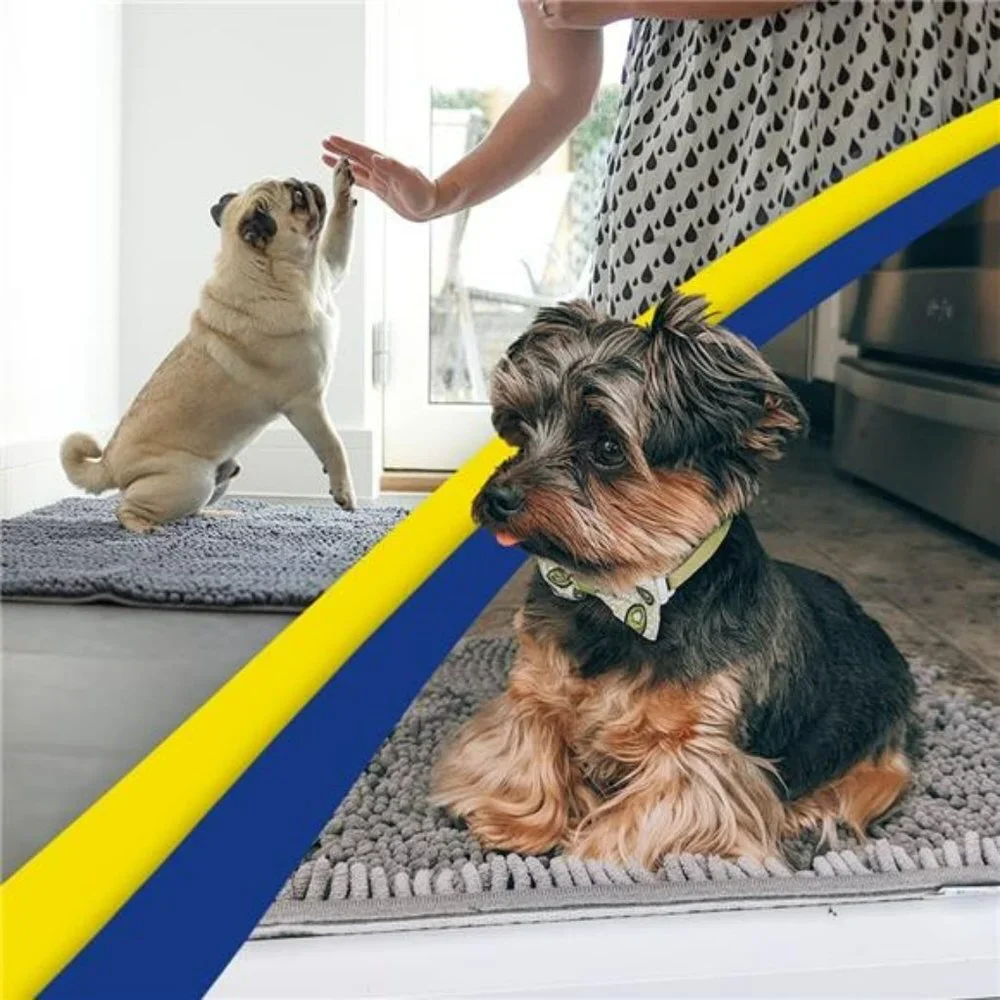 Microfiber Door Mat and Pet Rug, Non Slip Thick Washable - Grey Medium 30